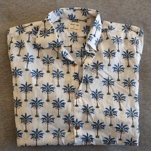 Block + Ink Men's Cotton Tropical Short Sleeve Button Down Shirt - Size L